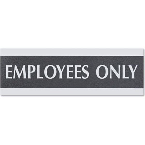 U.S. Stamp & Sign Employees Only Sign, , 3" X 9", Black/Silver 4760